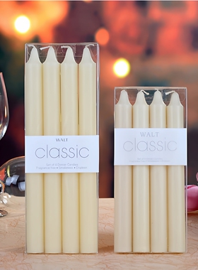Classic经典直杆锥形浪漫烛光晚餐 象牙白色无烟无味婚礼蜡烛家用