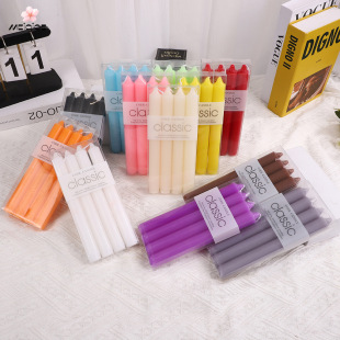 4支/盒经典无烟无味红白色圆柱杆蜡烛台浪漫婚庆烛光晚餐欧式直杆