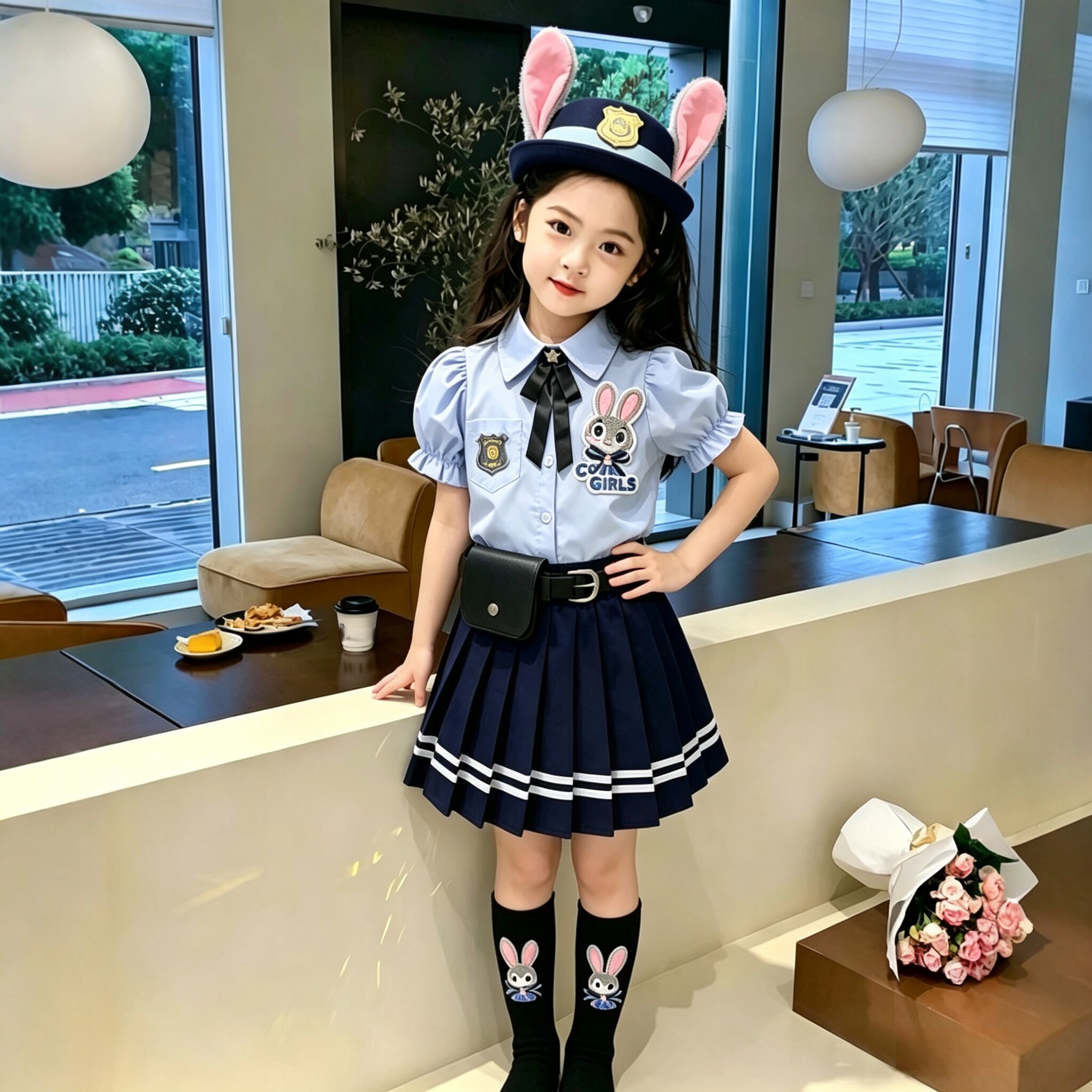 女童夏季兔子警官套装朱迪两件套儿童学院风JK裙子宝宝生日公主裙图片