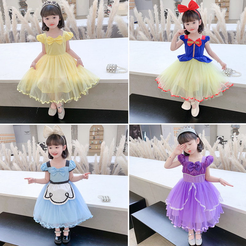 夏季女童爱丽丝白雪公主裙儿童纯棉苏菲亚爱莎连衣裙宝宝生日纱裙