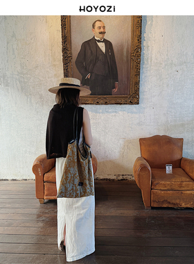 HOYOZI原创油画包  2026新款真皮帆布托特包包