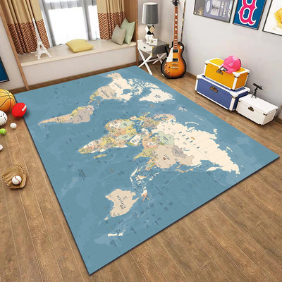 卧室客厅简约世界地图地毯男生