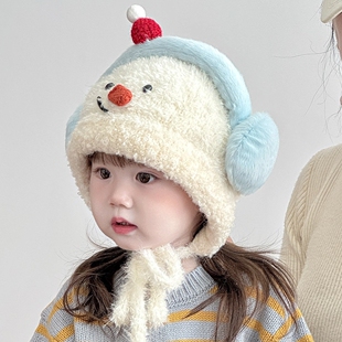 小雪人帽子儿童卡通幼儿园礼品圣诞雪人拍照装扮氛围女宝节日冬帽