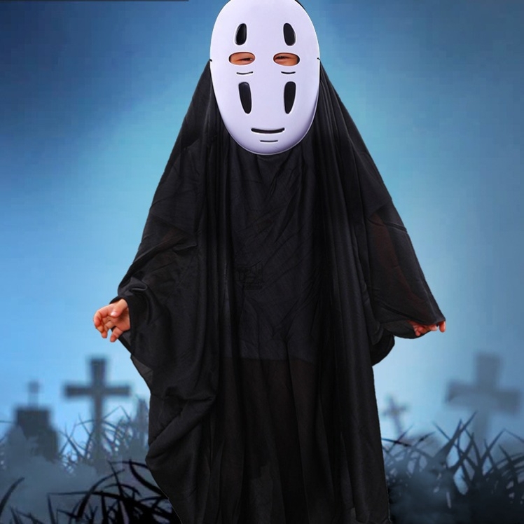万圣节无脸男cos服装面具儿童幽灵斗篷衣服童服装扮女童装披风