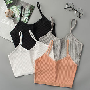 弹力吊带背心女 辣妹无袖 美背抹胸打底防走光裹胸上衣夏季 外穿短款