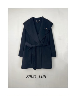 秋冬设计师气质翻领女士羊绒大衣双面呢软糯通勤显瘦复古羊毛外套
