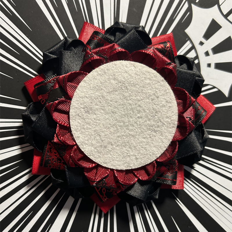 58-75mm吧唧托红黑拼色定制丝带