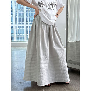 鹿西 气质韩系立体压褶半身裙女早秋新款高腰风琴褶皱A字伞裙3591