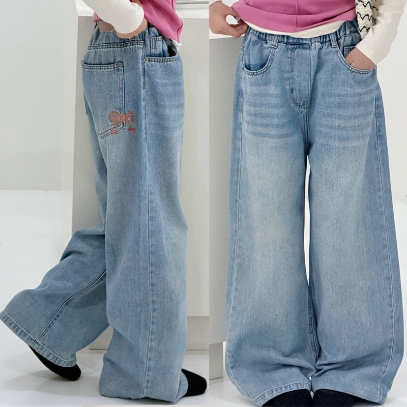 女童牛仔裤春秋薄款26新款长裤女大童窄版直筒裤子儿童高腰阔腿裤,童装/婴儿装/亲子装,裤子,淘宝优惠券,粉丝福利购,淘宝优惠卷