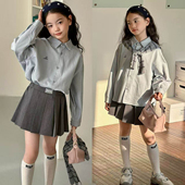 儿童春秋季 2026新款 上衣甜美小女孩学院风衬衣 女大童衬衫 洋气童装