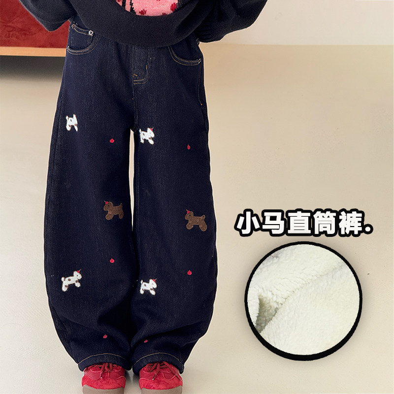 儿童韩系加绒显瘦百搭阔腿长裤