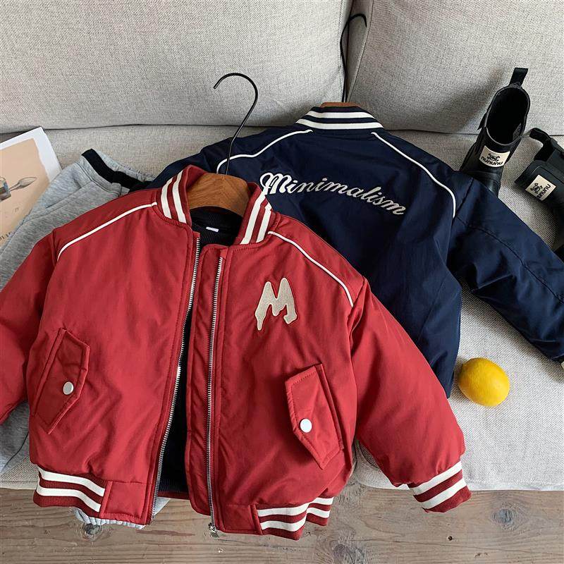 男童夹棉棒球服2025新款中大童外套冬季潮儿童夹棉外套帅气时髦潮