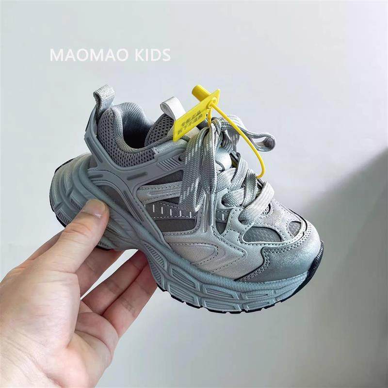 轻便儿童运动鞋2025新款春秋男童鞋子痞帅炸街女童老爹鞋银色防水,童鞋/婴儿鞋/亲子鞋,运动鞋,淘宝优惠券,粉丝福利购,淘宝优惠卷
