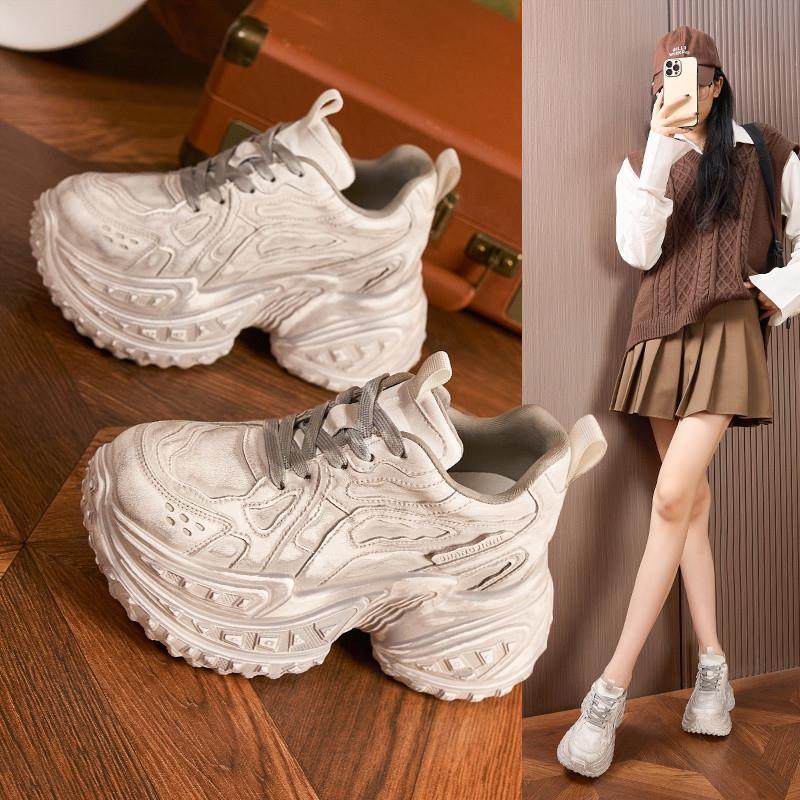 内增高老爹鞋女2025夏季新款今年流行爆款真皮百搭厚底运动女鞋子