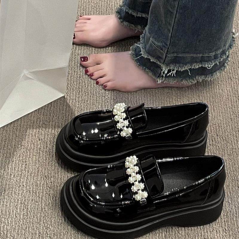 乐福鞋女2025年春季新款小众设计小香风法式黑色英伦风厚底小皮鞋,女鞋,深口单鞋,淘宝优惠券,粉丝福利购,淘宝优惠卷