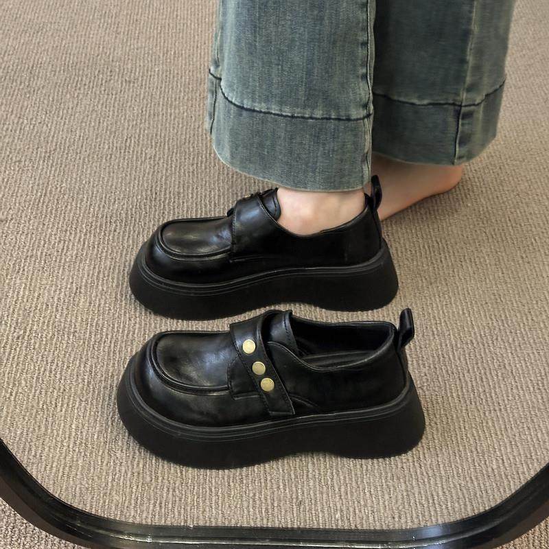 厚底乐福鞋女2025春秋新款英伦风复古大头小皮鞋一脚蹬配裙子单鞋,女鞋,深口单鞋,淘宝优惠券,粉丝福利购,淘宝优惠卷