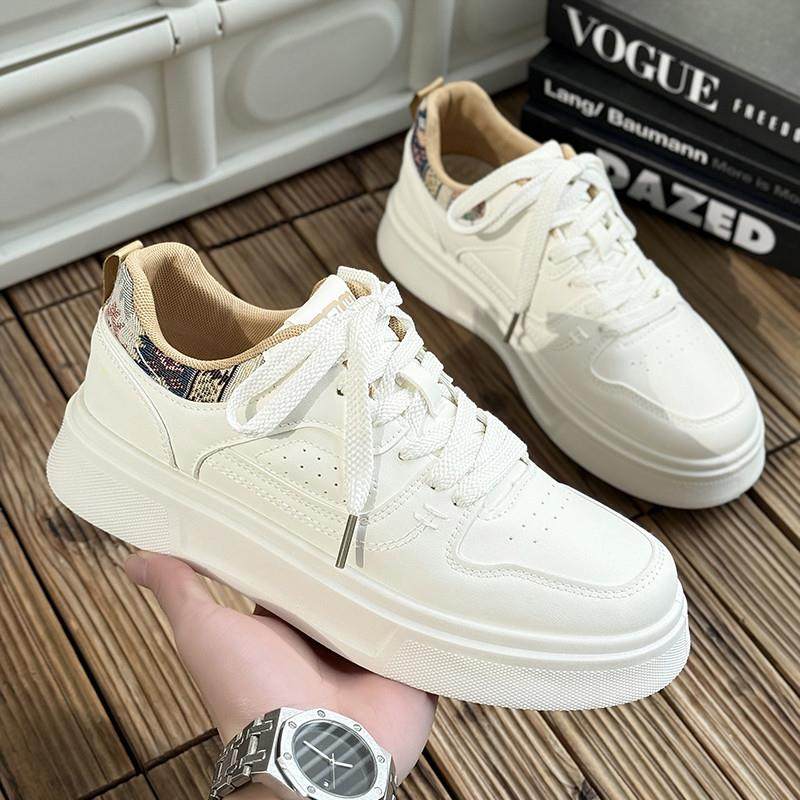 男鞋2026春季新款皮面百搭小众复古休闲板鞋男士运动增高小白鞋,流行男鞋,休闲板鞋,淘宝优惠券,粉丝福利购,淘宝优惠卷