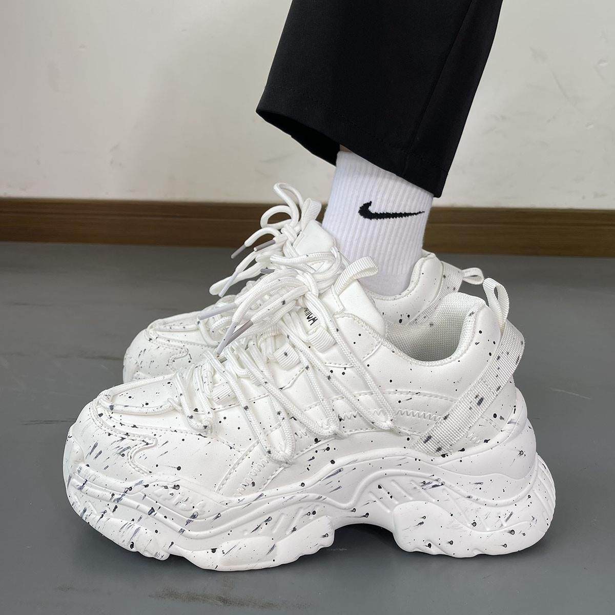 男鞋潮鞋新款系带复古涂鸦老爹鞋厚底增高情侣百搭休闲运动鞋,流行男鞋,老爹鞋,淘宝优惠券,粉丝福利购,淘宝优惠卷