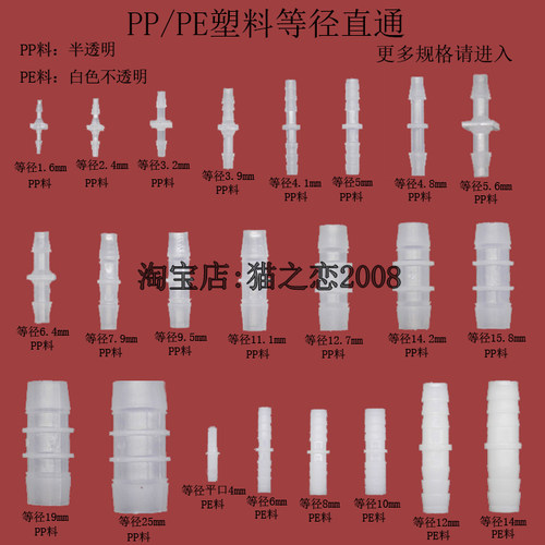 等径直通塑料接头管接