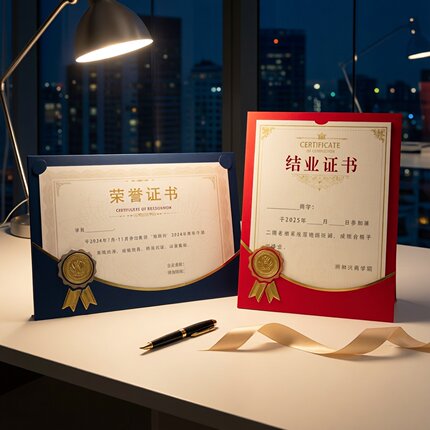 荣誉证书定制a4内页横板竖版打印封皮结业聘书外壳封套培训可站立