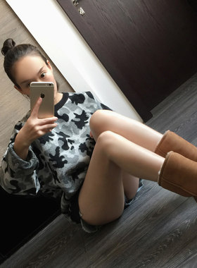 挺括时髦迷彩套头毛呢学生显瘦