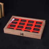打火机收纳盒盔甲机展示盒火机配件收纳木纹16格收纳盒