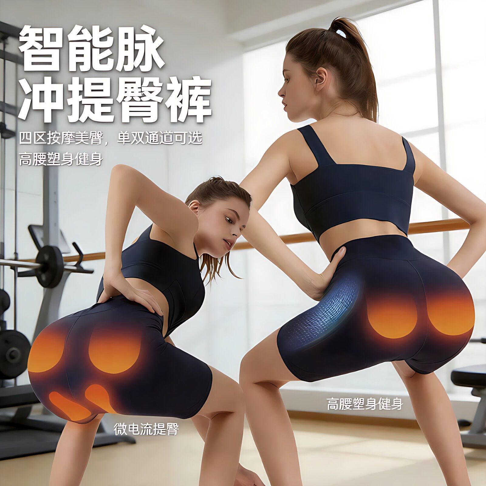 智能脉冲臀部按摩提臀瑜伽裤高腰
