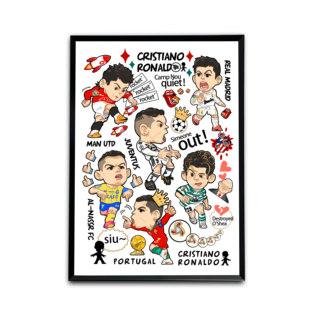 原创C罗生涯曼联皇马尤利雅得卡通晶瓷画装饰画铝合金现代摆件