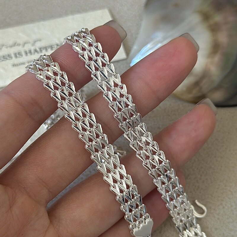 S925纯银韩版小众设计感复古多排闪光手链韩国风波光粼粼通勤首饰