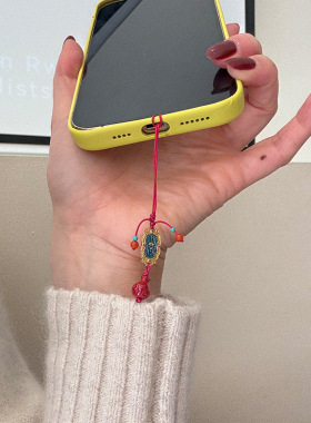 s925纯银朱砂五条经红绳手机链包包挂件手工设计百搭个性挂饰礼物