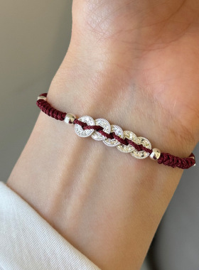 新款s925纯银碎碎冰钱币手绳手链女简约新中式设计时髦个性银手饰