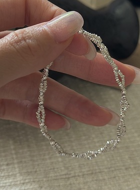 S925纯银韩版小众设计感手工银复古手链女简约基础款编织银手饰饰