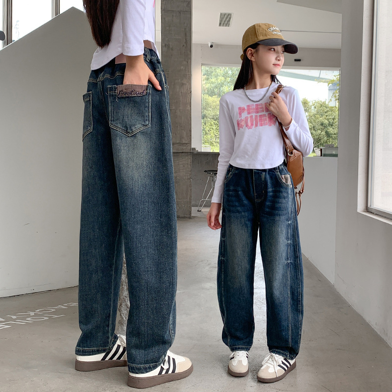 女童牛仔裤春秋儿童宽松裤子2025新款女孩休闲长裤秋装中大童外穿