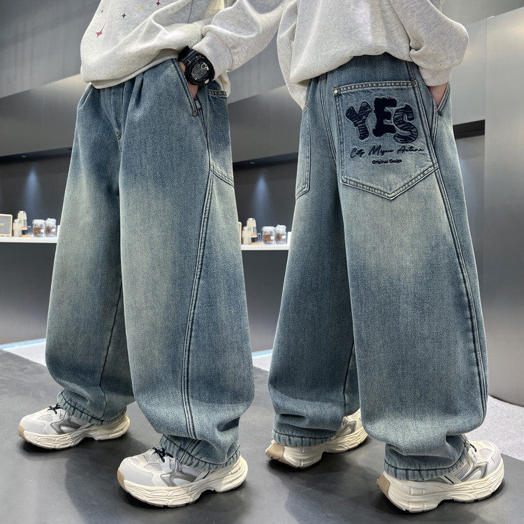 男童牛仔裤春季直筒裤韩版2026新款中大儿童宽松长裤春款裤子洋气