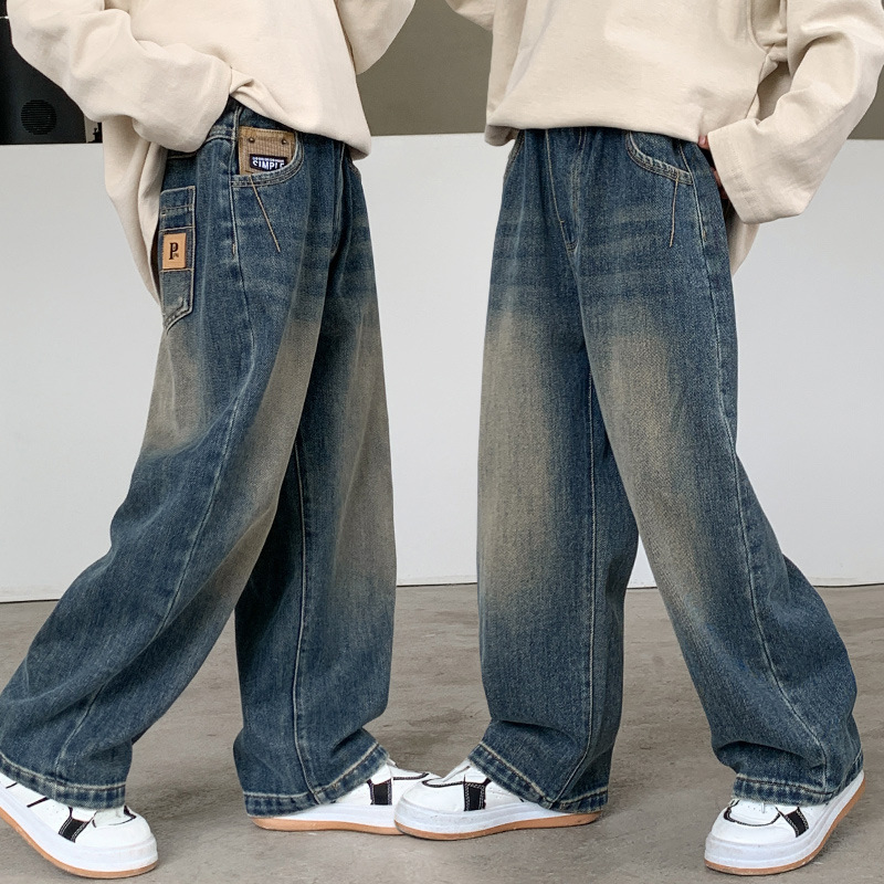 男童裤子春秋中大童男孩秋季牛仔长裤2025新款儿童秋装帅气休闲裤