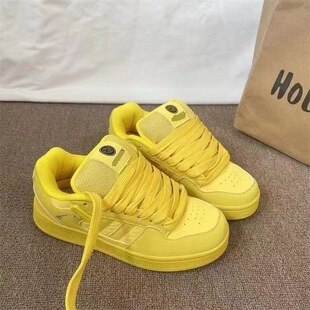 2025秋季新款小众厚底板鞋女ins潮学生百搭休闲运动面包鞋子