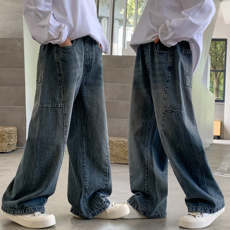 男童秋装裤子春秋2025新款儿童男孩直筒牛仔裤中大童秋季休闲长裤