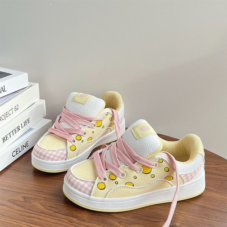 港风原创小众粉潮可爱面包鞋女ins2026春季新款百搭运动休闲鞋子