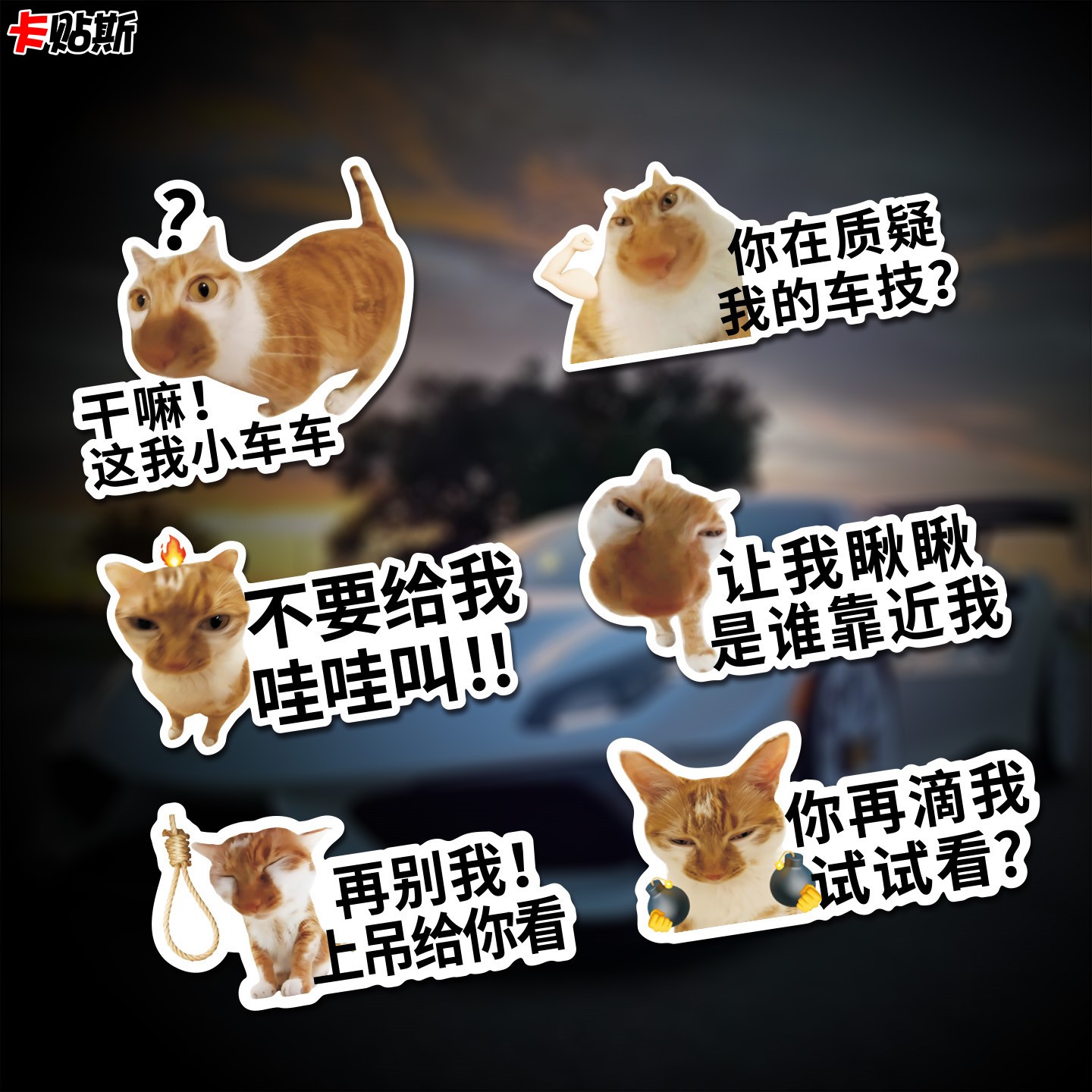 meme猫咪搞笑表情包车尾磁吸贴纸