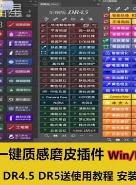 PS磨皮插件DR3/DR4.5/DR5加强版一键调色质感修图人像滤镜美白