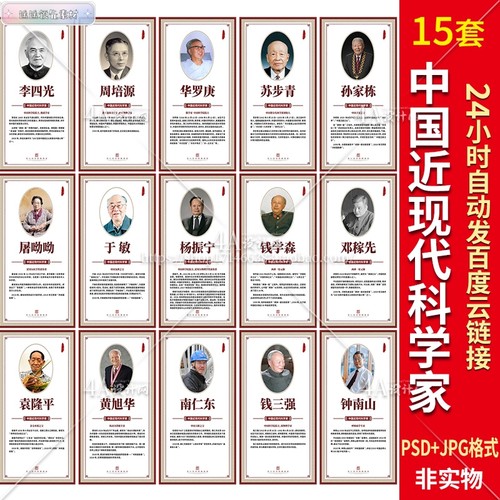 F132中国近现代科学家设计图片校园学校名人名言展板海报PSD素材