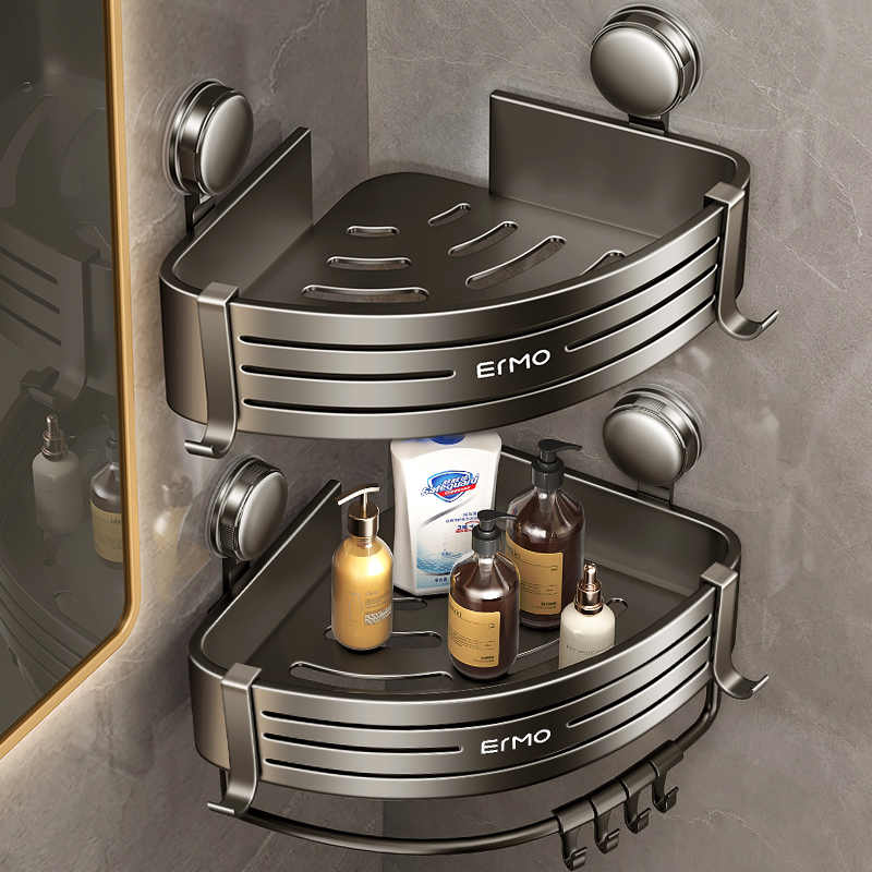 免打孔浴室置物架卫生间吸盘三角篮壁挂架洗手间洗漱台墙角收纳架