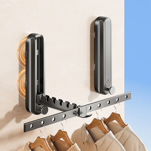吸盘折叠晾衣架阳台浴室家用隐形伸缩晒晾衣杆挂衣架飘窗晾衣神器