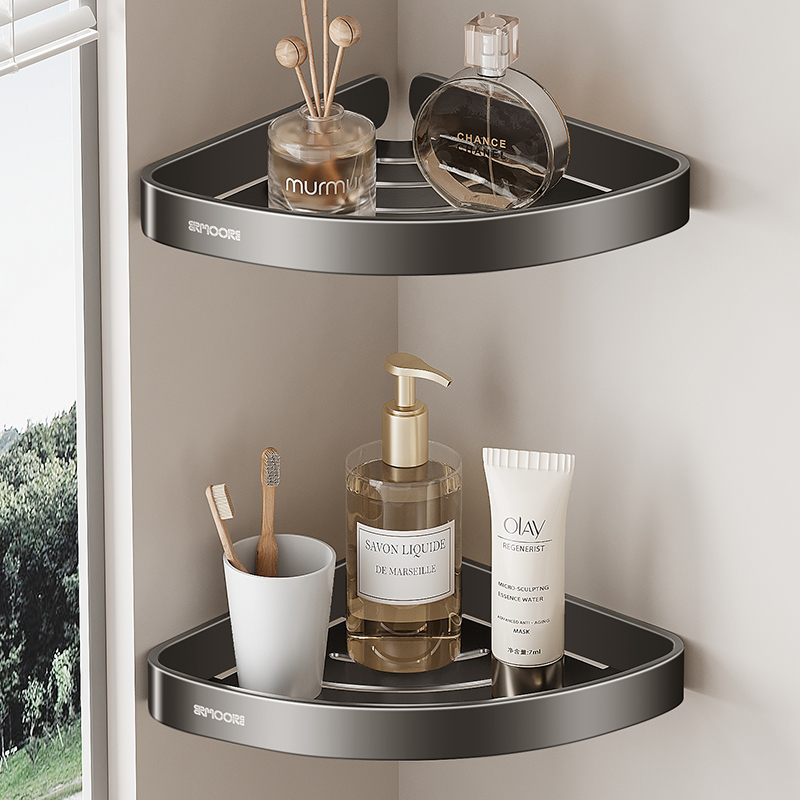 高级感水镀灰304不锈钢置物架