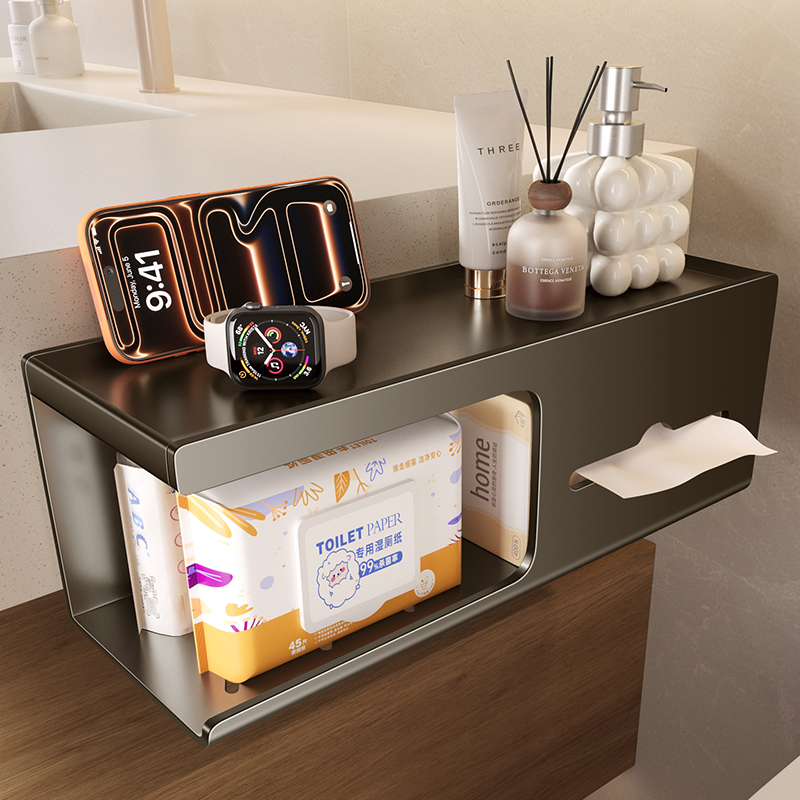 卫生间纸巾盒壁挂免打孔洗手间厕所厕纸盒卷纸抽纸架子墙上置物架
