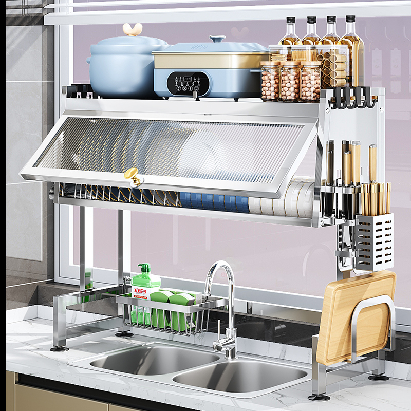 304不锈钢厨房水槽置物架多功能洗碗架水池放碗碟盘收纳沥水碗架