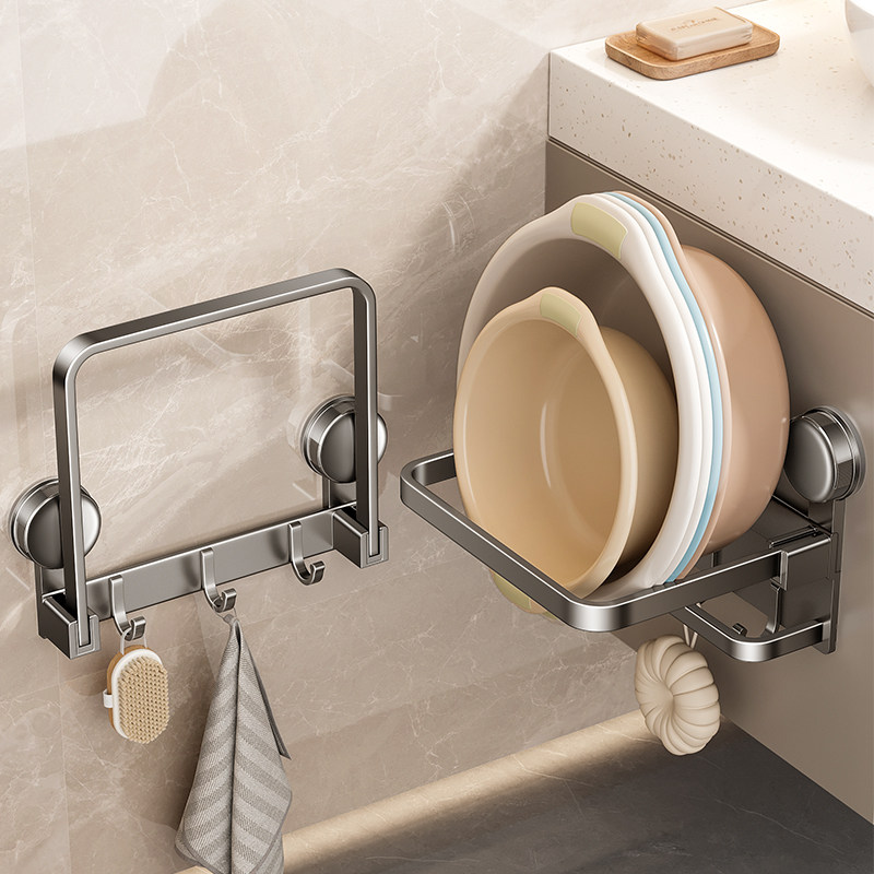 脸盆收纳架吸盘卫生间置物架浴室阳台厨房墙上免打孔洗脸盆子壁挂,家庭/个人清洁工具,浴室角架/置物架,淘宝优惠券,粉丝福利购,淘宝优惠卷