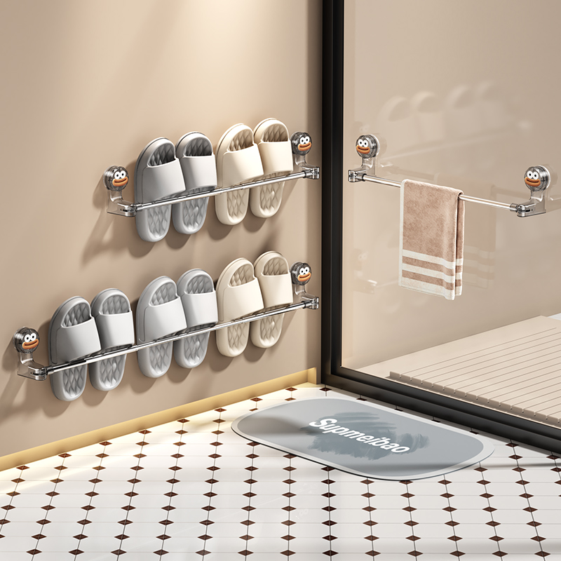 浴室拖鞋架子拖鞋挂架免打孔卫生间厕所吸盘伸缩置物架挂拖鞋神器