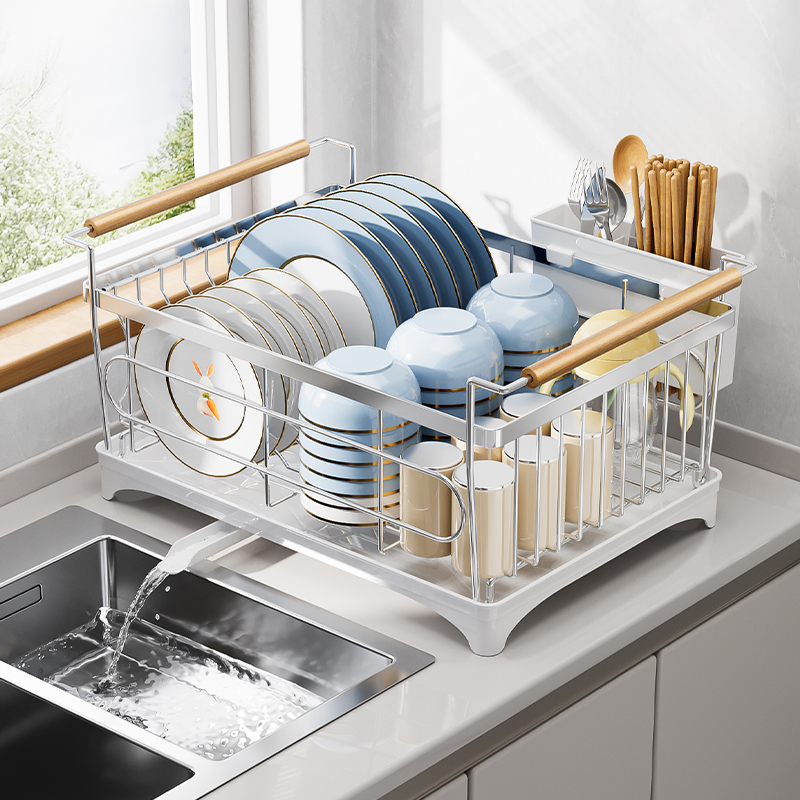 2025新款水槽边不锈钢碗碟沥水篮