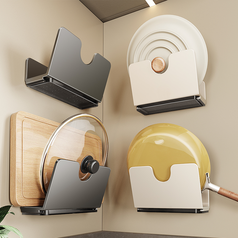 壁挂锅盖架带接水盘菜板砧板架